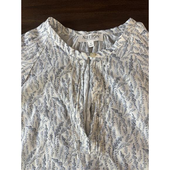 Nation Ltd Florence Blouse Balloon Sleeve Porcelain Floral Vines M - Picture 6 of 12